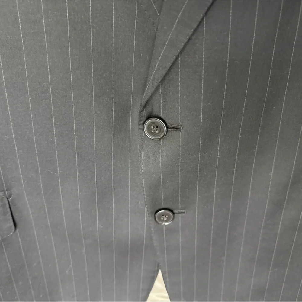 Ermenegildo Zegna Su Misura Wool Jacket Size 58C Black Pinstripe Switzerland